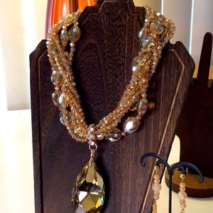 Siriano Lux Champagne Statement Necklace +Earrings